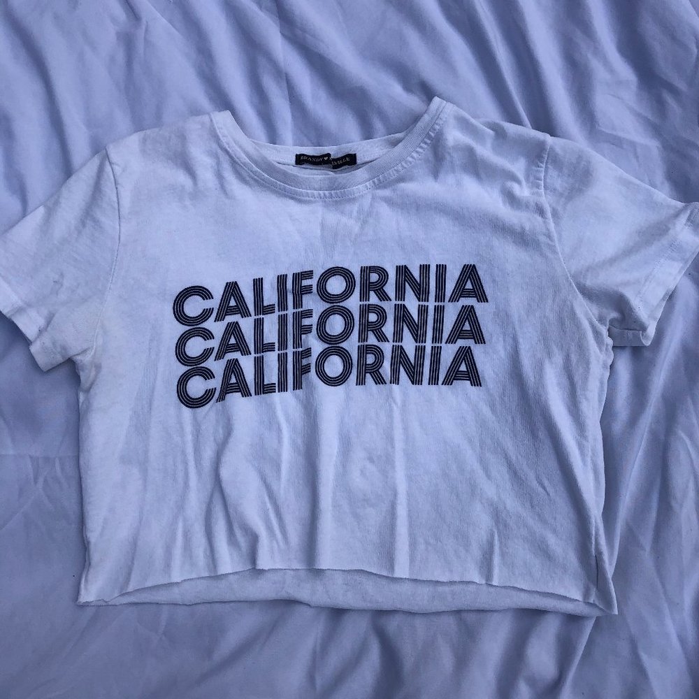 White CALIFORNIA Crop Top T